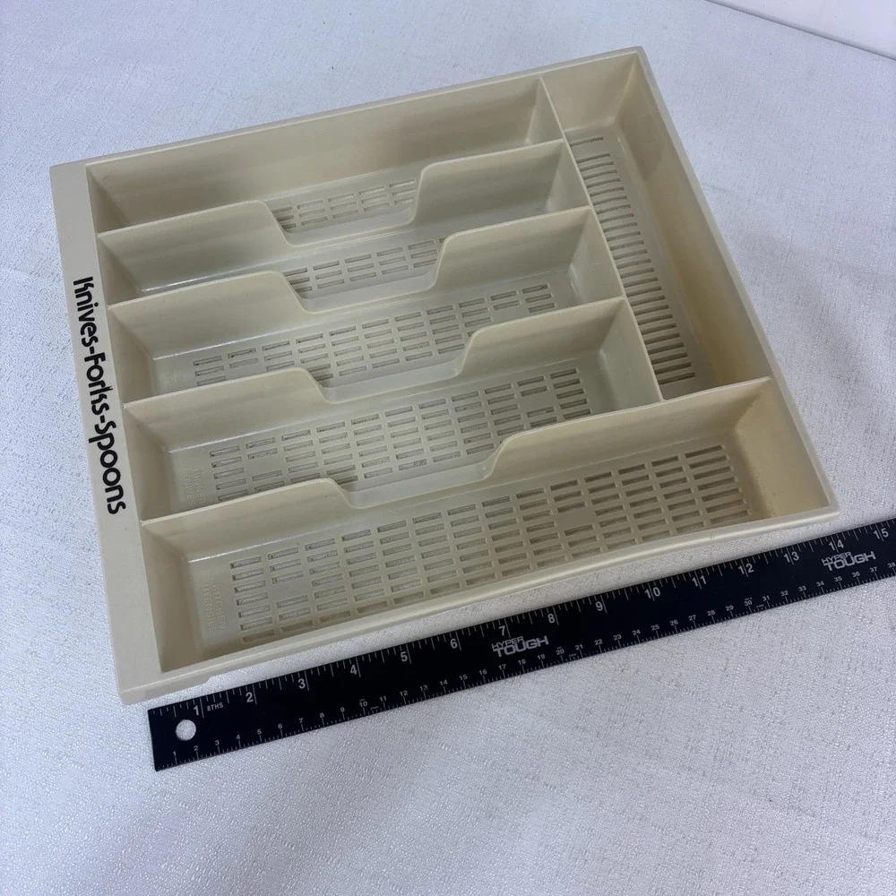 VTG Knives Forks‎ Spoons Flatware Kitchen Drawer Organizer 6 Slot Plastic Tray